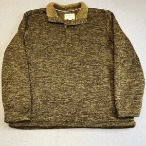 Weatherproof Vintage Sweatshirt Mens Large Brown Fleece Henley Pullover Heavy